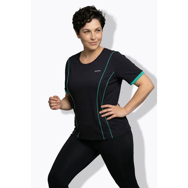 T-shirt technique en jersey thermique noir <span itemprop=