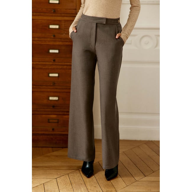Pantalon droite uni PAOLINO 14-taupe <span itemprop=