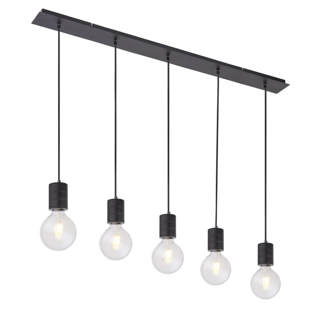 Suspension rectangulaire 4 ampoules en métal design industriel HERMINE Couleur noir <span itemprop=