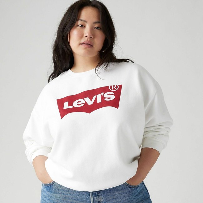 Sweatshirt mit rundem Ausschnitt und Logo weiss <span itemprop=