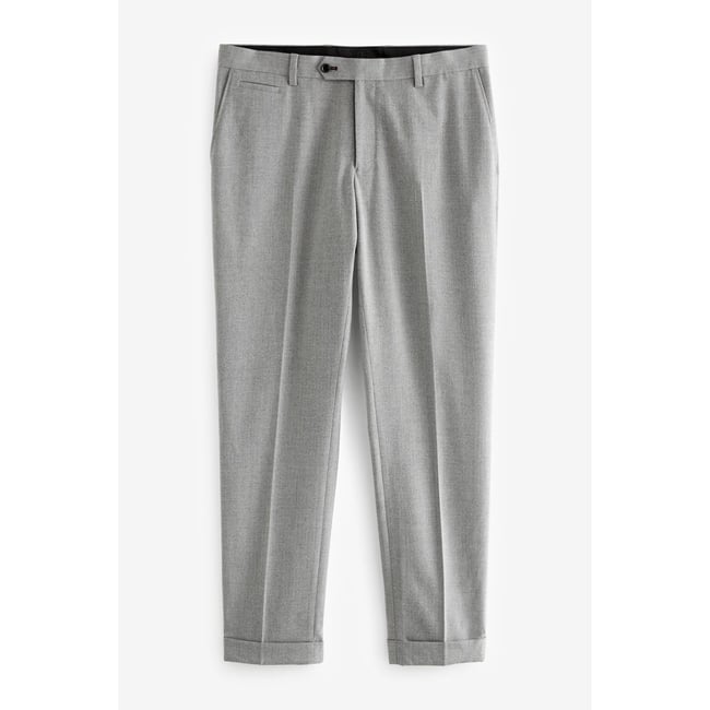Pantalon de costume ajusté à chevrons gris <span itemprop=