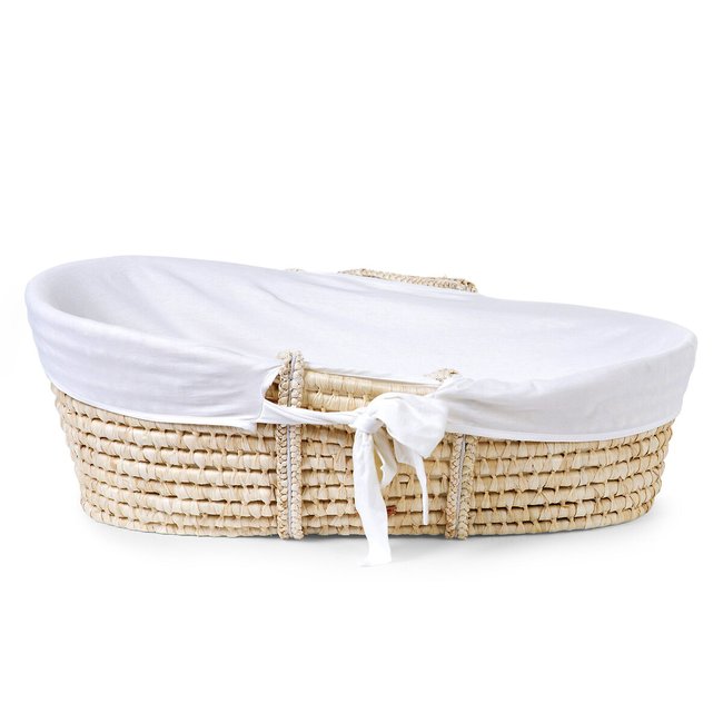 Panier moise soft natural avec matelas habillage ecru <span itemprop=