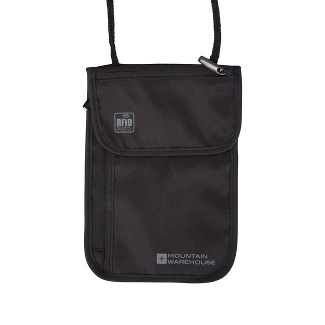 Pochette tour de cou avec protection RFID noir <span itemprop=