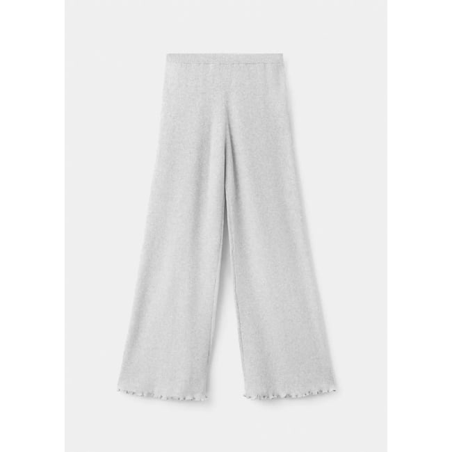 Pantalon droit côtelé gris chiné clair <span itemprop=