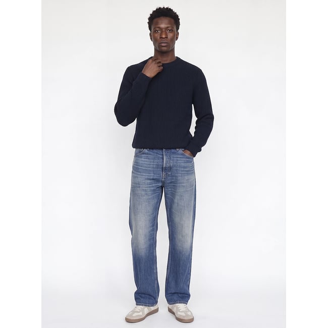Pull col rond bleu marine <span itemprop=