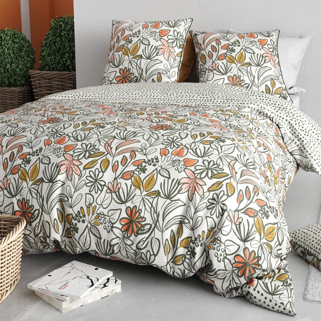 Parure housse de couette en coton imprimée, Narcisse - C DESIGN HOME TEXTILE