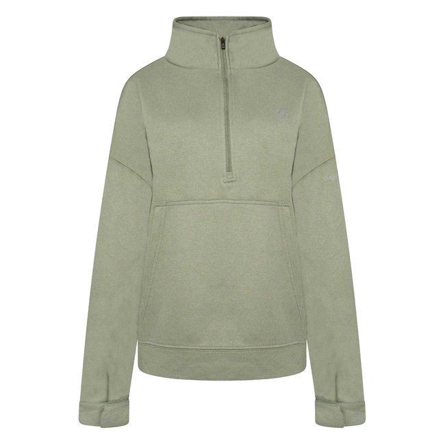 Sweat uni à col montant zippé kaki <span itemprop=