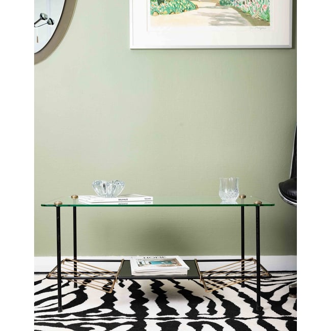 Table basse en verre et métal vintage Donna N°1576 - Bon état Couleur transparent <span itemprop=