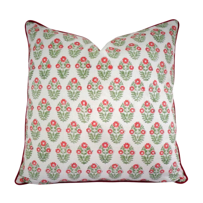 Housse de coussin Georgia crème, vert, rouge <span itemprop=
