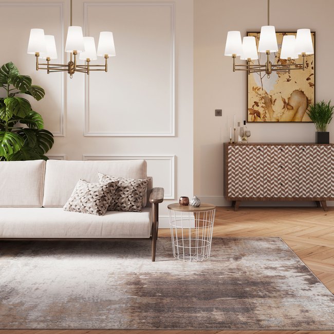Tapis traditonnel, effet vieilli, OSCAR Couleur beige <span itemprop=