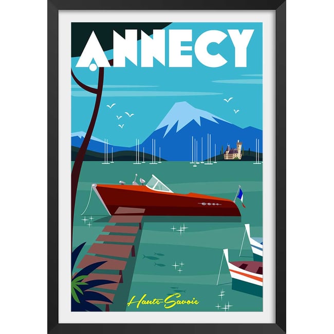 Poster de château et lac d' annecy - HEXOA