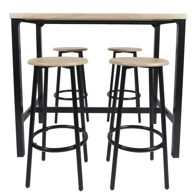 Ensemble mange debout et 4 tabourets Kalo Couleur marron <span itemprop=