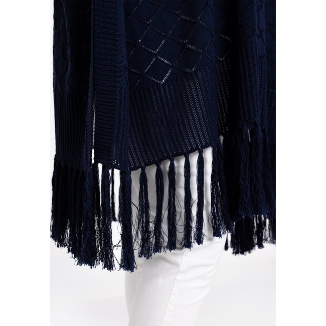 Poncho avec manches longues bleu <span itemprop=