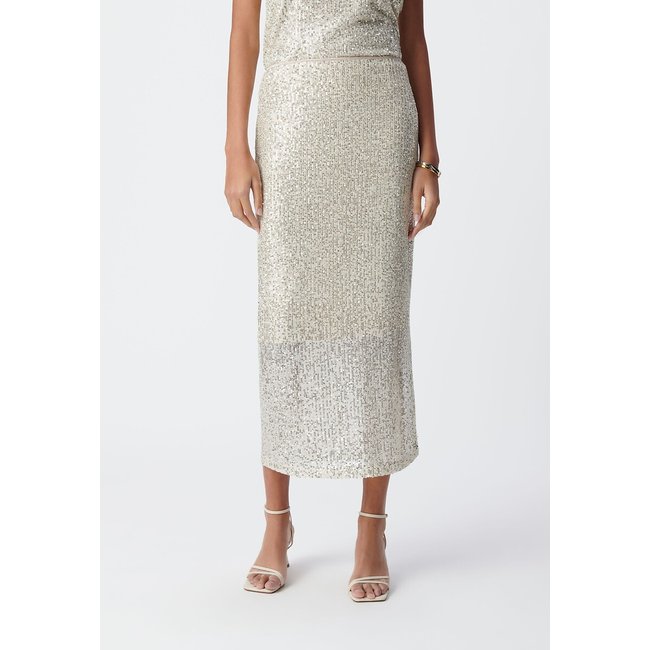 Jupe longue à sequins champagne <span itemprop=
