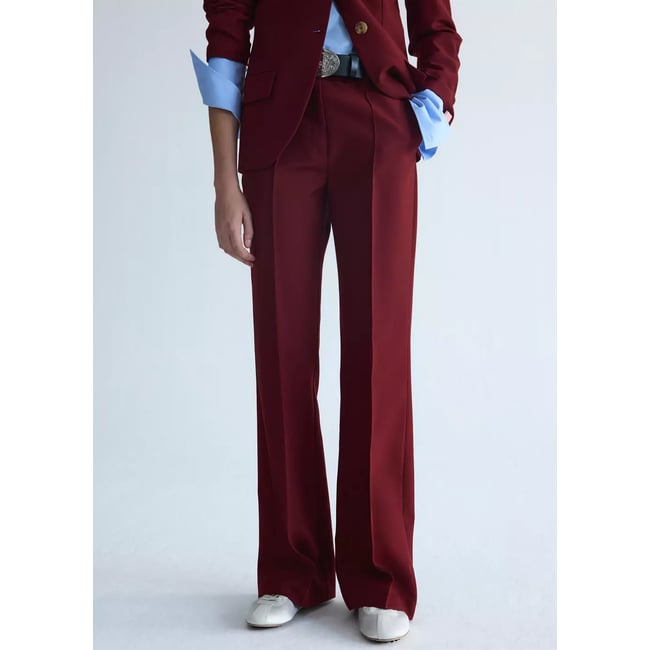 Pantalon de costume laine lie de vin <span itemprop=