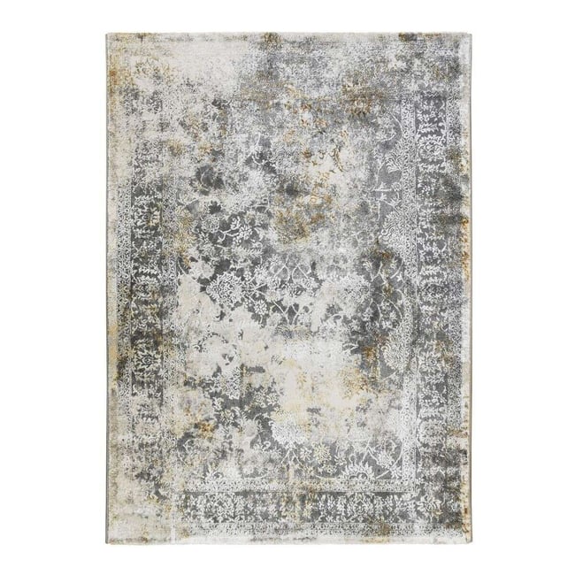 Tapis salon graphique BORGES USED Couleur gris <span itemprop=