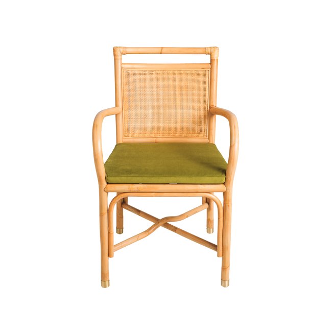 Fauteuil de table rotin et velours RIVIERA - KOK