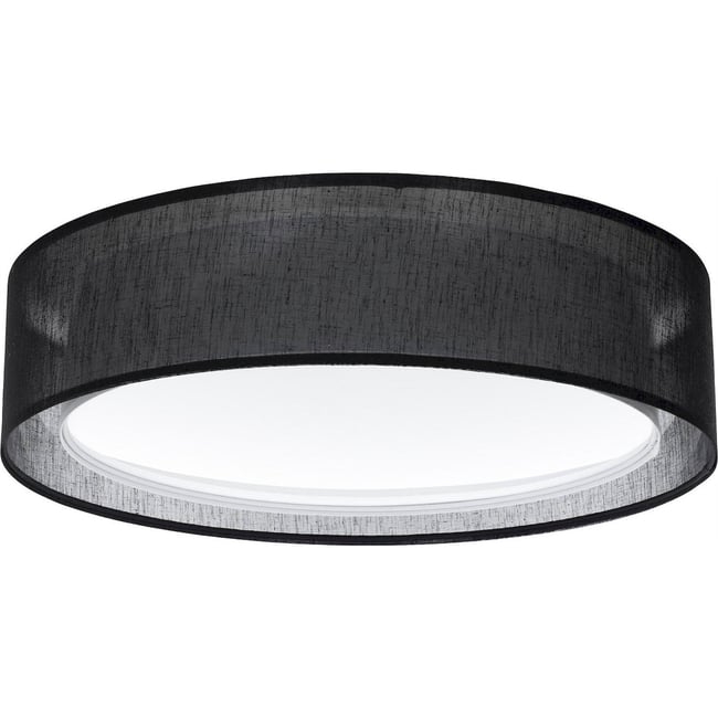 Plafonnier rond en tissu lumière douce Puro Couleur noir tissu semi transparent <span itemprop=