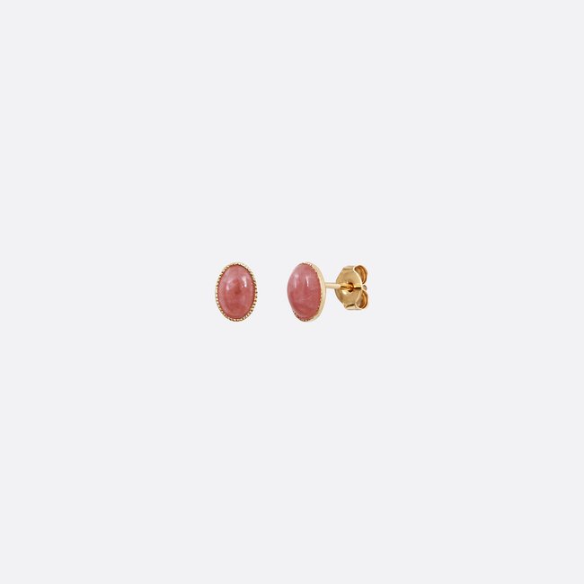 Boucles d'oreilles dorées - CAB OVALE rose <span itemprop=