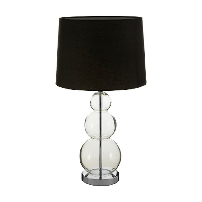 Glass Three Graduated Orb with Black Shade Table Lamp, black, SO'HOME