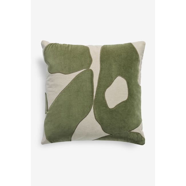 Coussin à motif abstrait vert <span itemprop=