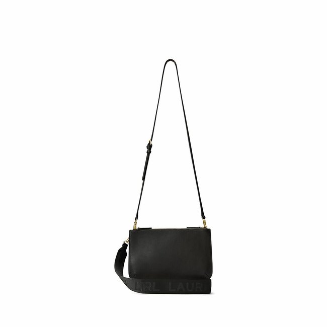 Borsa a tracolla in pelle con 2 cinghie nero LAUREN RALPH LAUREN