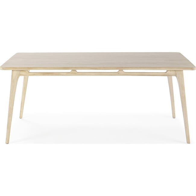 Table à manger en bois de cèdre massif Couleur blanc voilé <span itemprop=