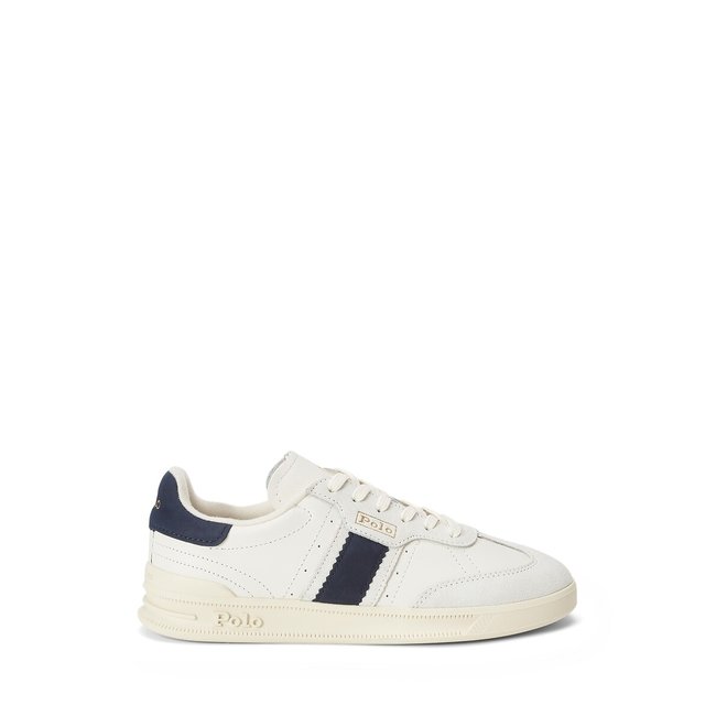 Baskets en cuir HERITAGE AERA blanc/bleu marine <span itemprop=