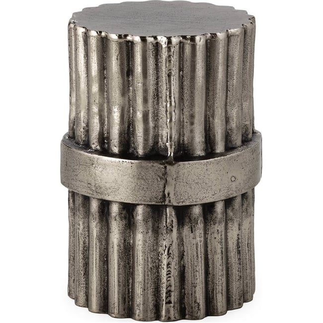 Table d'appoint en métal texturé Couleur nickel et noir <span itemprop=