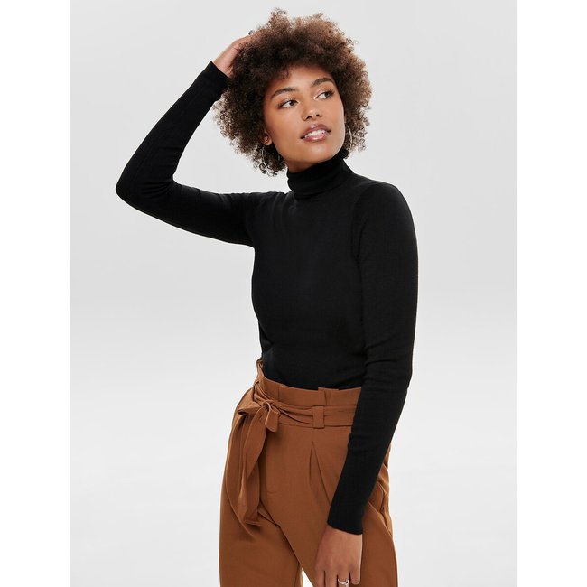 Black knit turtleneck top