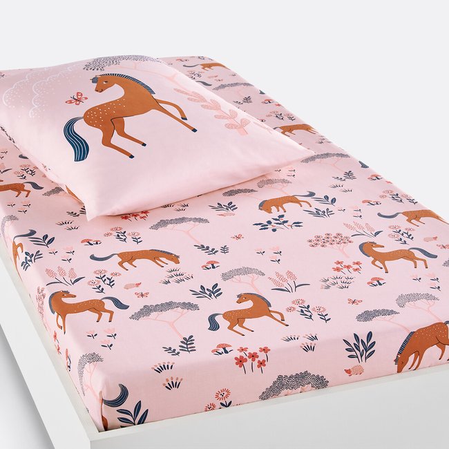 Drap housse coton, Bagatelle imprimé rose <span itemprop=