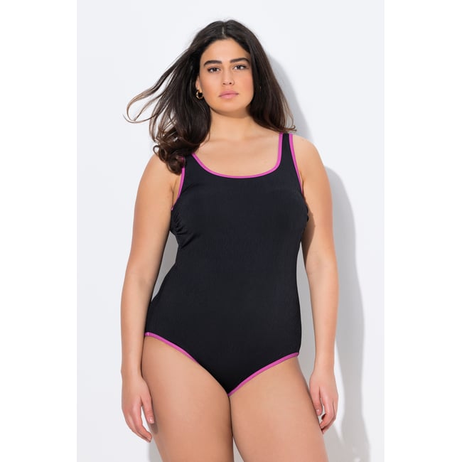 Maillot de bain, passepoils colorés noir <span itemprop=