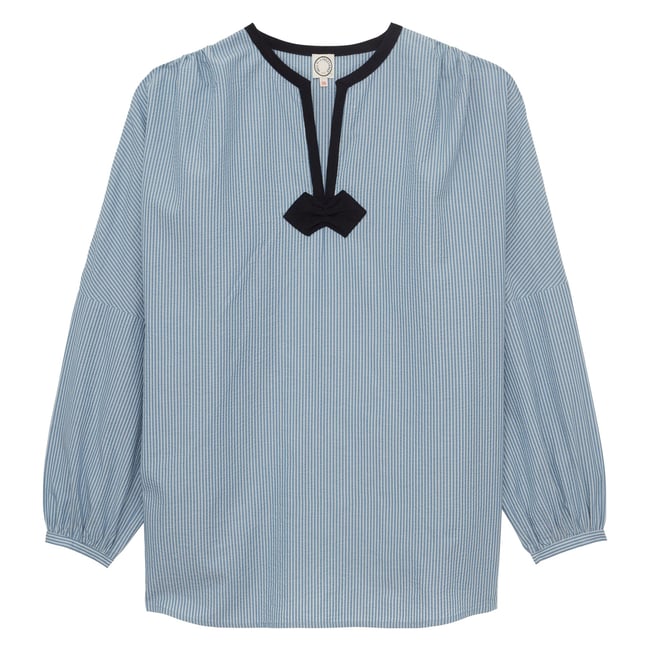 Top Ida en coton bleu bleu <span itemprop=