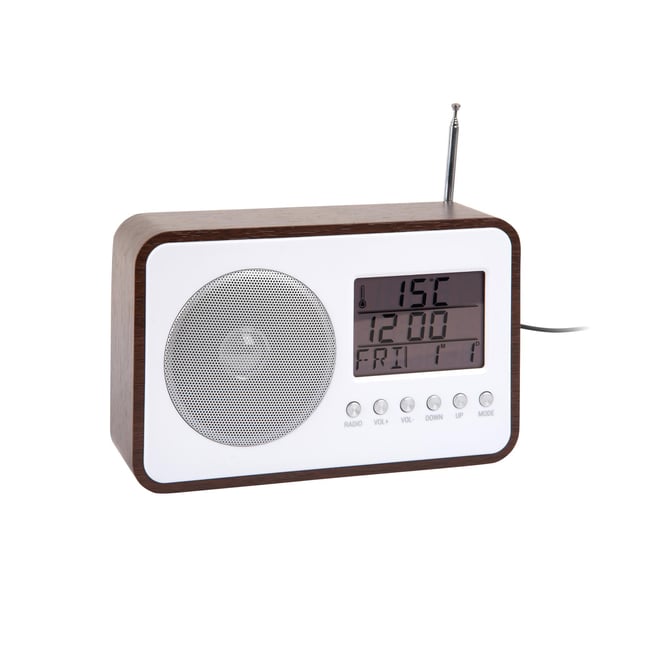 Réveil MDF FM RADIO Couleur bois foncé <span itemprop=
