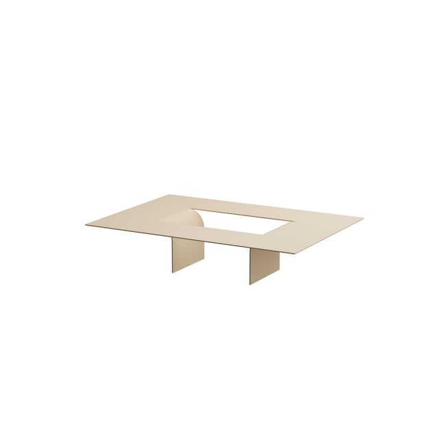Table basse en tôle d'acier CUT Couleur beige cashew <span itemprop=