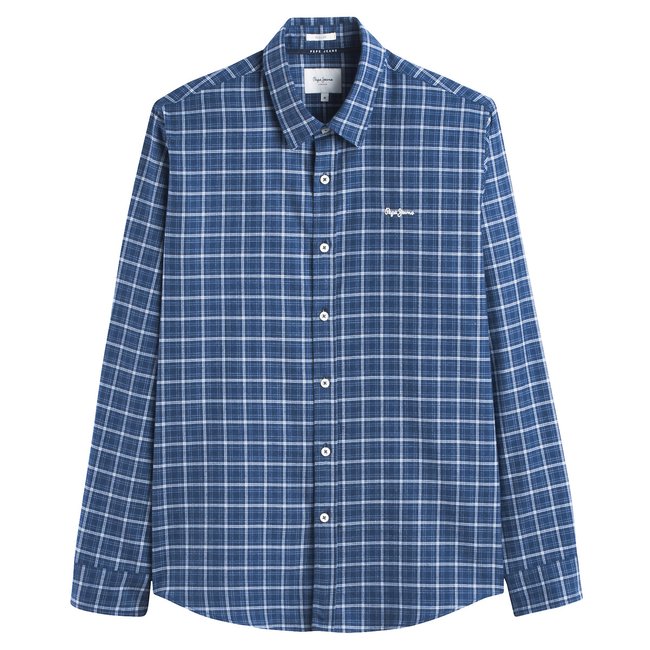 Checked Flannel Shirt, navy blue, PEPE JEANS