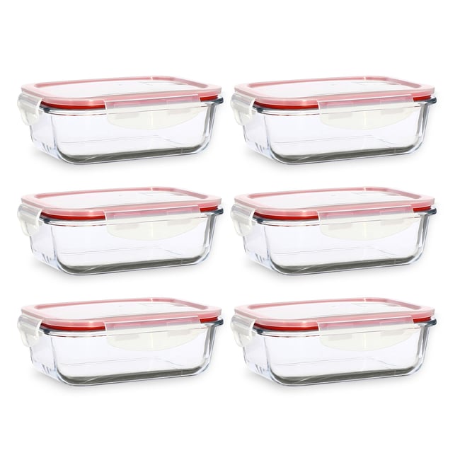 Lot de 6 boîtes hermétiques 630ml en verre, CLÉMENTINE transparent <span itemprop=