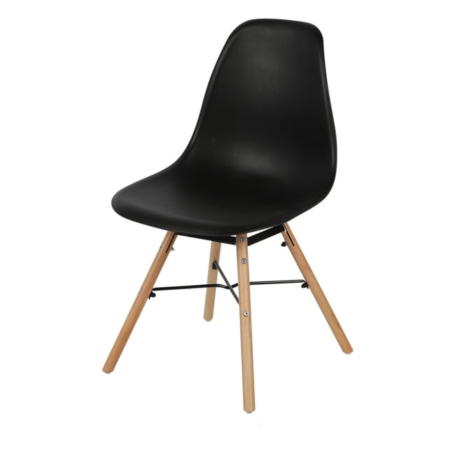 Chaise noire structure métal et pieds bois Couleur v002228 <span itemprop=