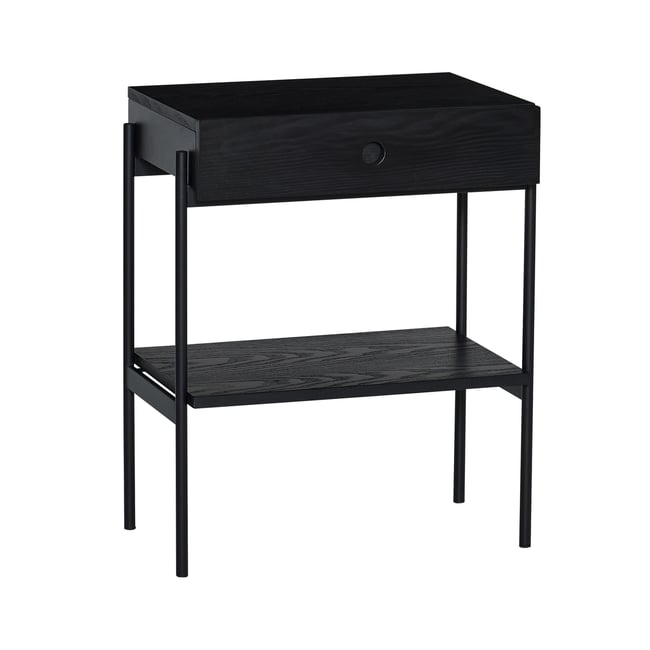 Table de chevet en placage de frêne et fer NOIR - HUBSCH