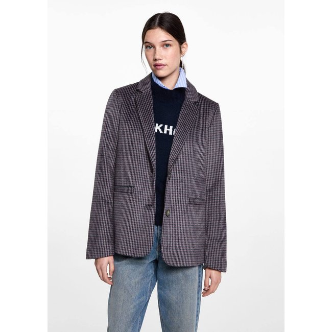 Veste pied-de-poule revers lilas <span itemprop=