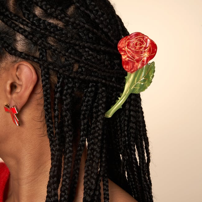 Pince à cheveux ROSE rouge <span itemprop=