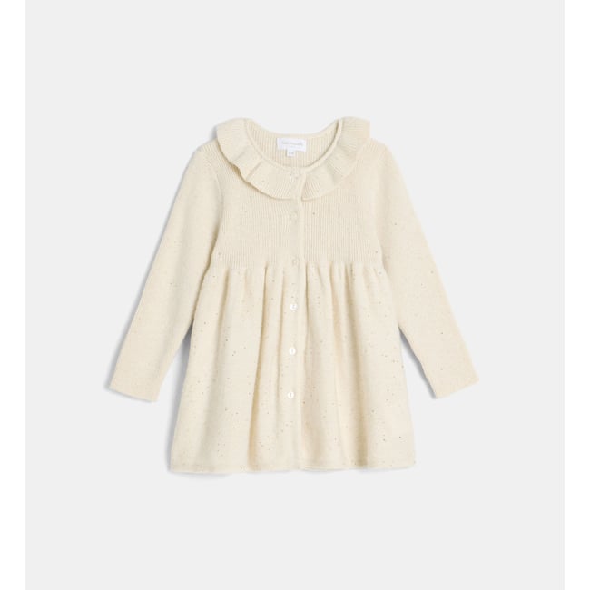 Robe tricot valala maille pailletée écru doré <span itemprop=