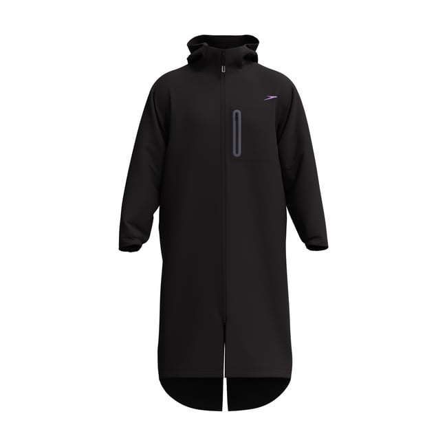 Parka longue et unie à capuche et doublure duveteuse PRO noir <span itemprop=