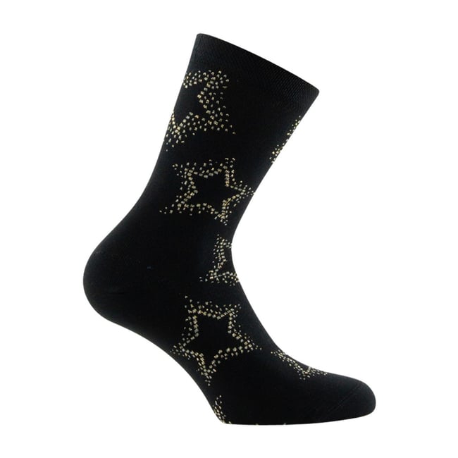 Mi-chaussettes femme fantaisie all over étoiles coton majoritaire - KINDY
