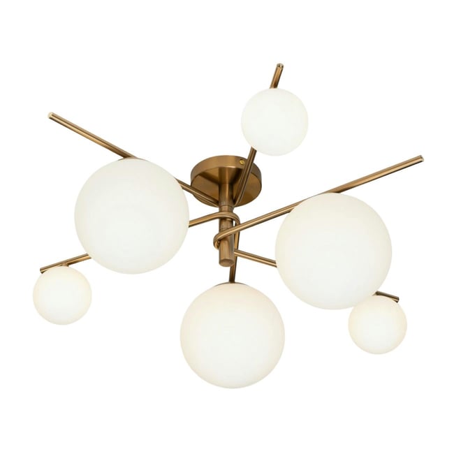 Grand plafonnier géométrique - BELISTO Couleur laiton et blanc <span itemprop=