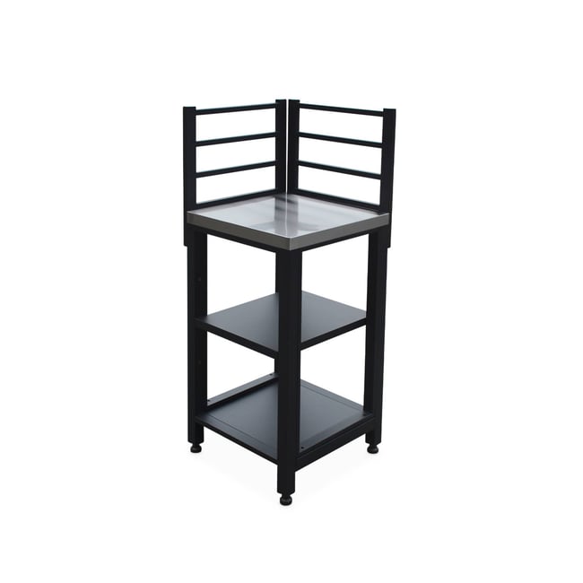 Module d'angle de cuisine extérieure acier 2 étagères L48,5 cm GRIMAUD noir <span itemprop=