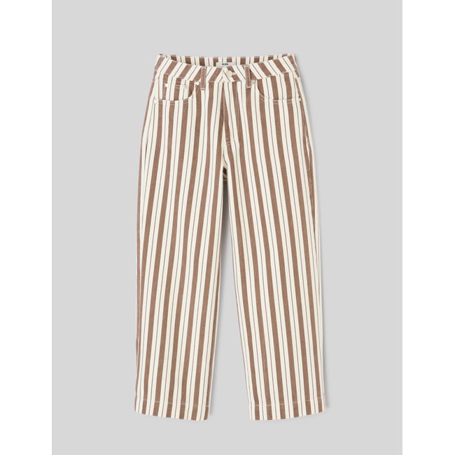 Jean rayé straight marron <span itemprop=