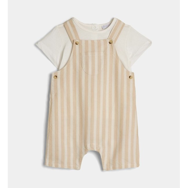 Ensemble Salopette T-shirt Bapol Coton Bio écru et beige <span itemprop=