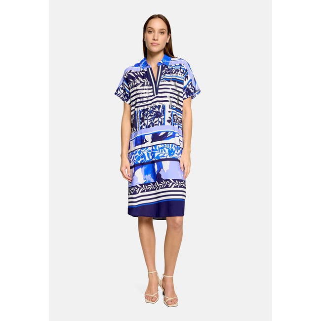 Robe d'été à manches tombantes bleu/blanc <span itemprop=