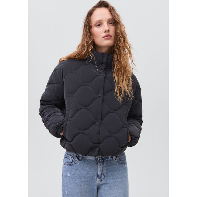 Anorak matelassé imperméable à losanges bleu marine foncé <span itemprop=
